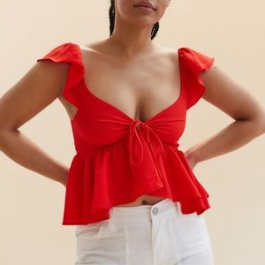 UO Sierra Keyhole Babydoll Blouse